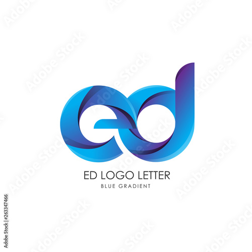 Initial Letter ed Linked Circle Lowercase Logo Blue Icon Design Template Element with gradient - Vector