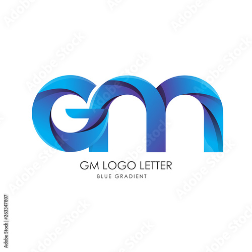 Initial Letter gm Linked Circle Lowercase Logo Blue Icon Design Template Element with gradient - Vector