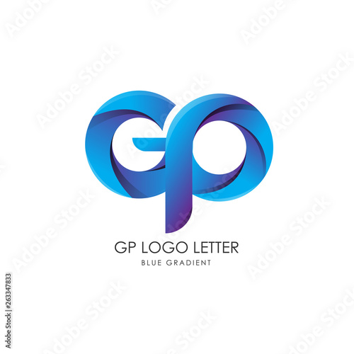 Initial Letter gp Linked Circle Lowercase Logo Blue Icon Design Template Element with gradient - Vector
