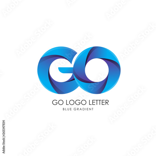 Initial Letter go Linked Circle Lowercase Logo Blue Icon Design Template Element with gradient - Vector