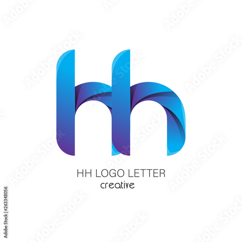 hh h circle lowercase design of alphabet letter combination with infinity suitable as a logo for a company or business - Vector