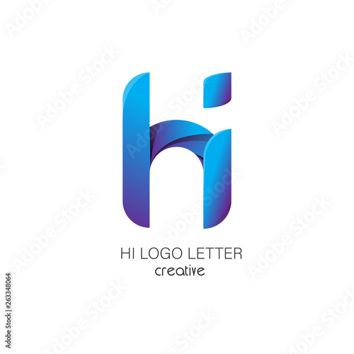 hi h i circle lowercase design of alphabet letter combination with infinity suitable as a logo for a company or business - Vector