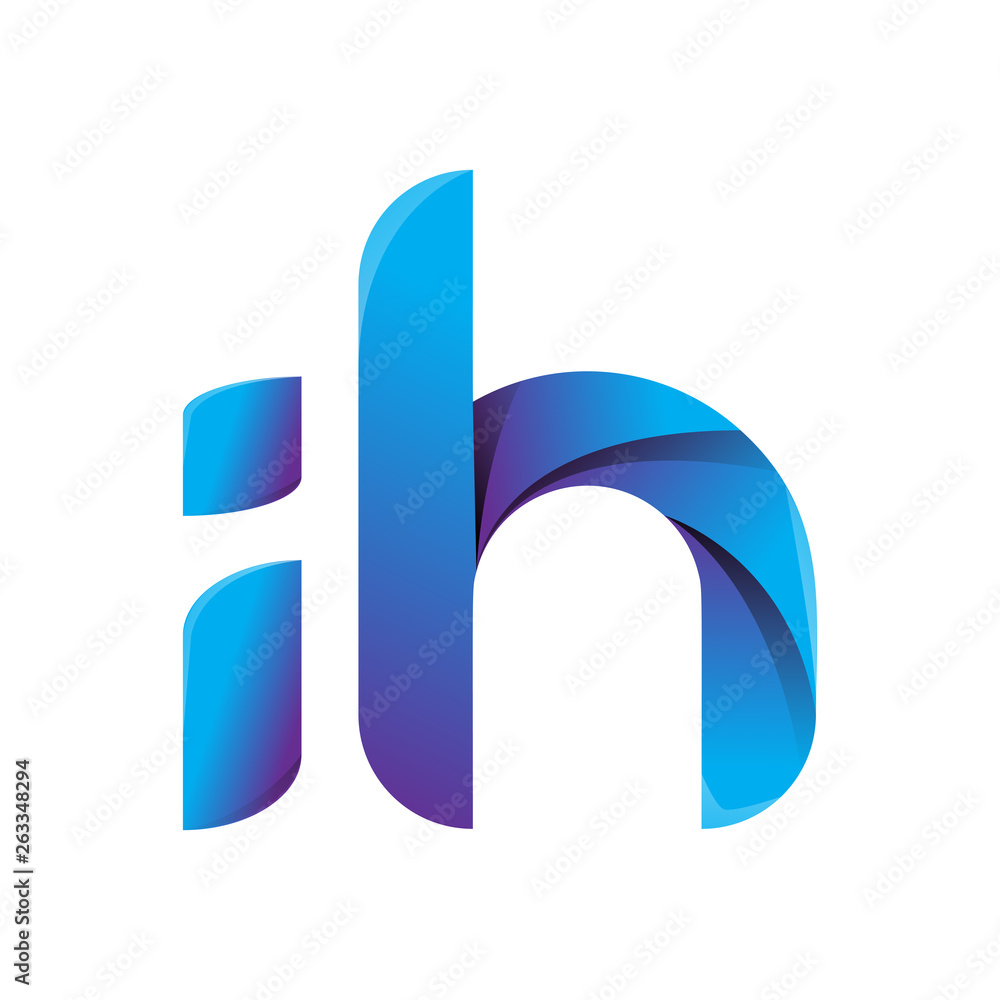 ih circle lowercase design of alphabet letter combination with infinity suitable as a logo for a company or business - Vector