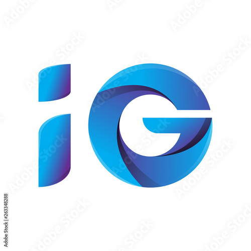 ig circle lowercase design of alphabet letter combination with infinity suitable as a logo for a company or business - Vector