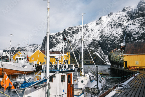 Nusfjord in Winter on Lofoten Archipelago in the Arctic Circle in Norway