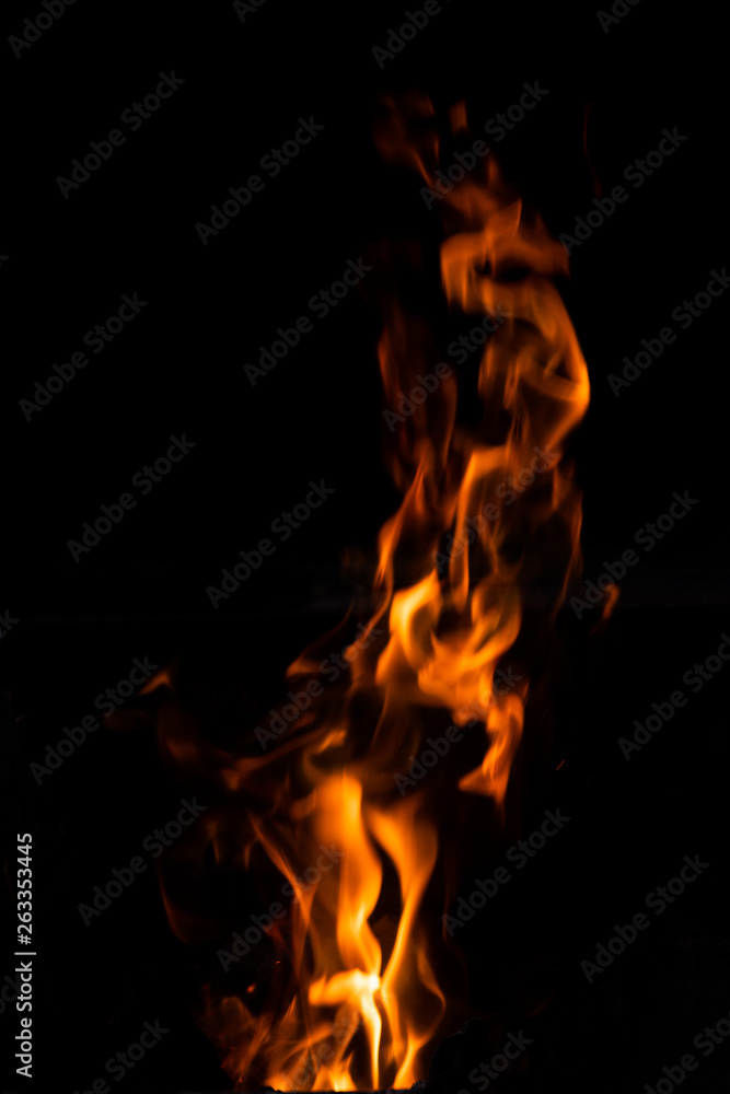 blur of fire on black background.