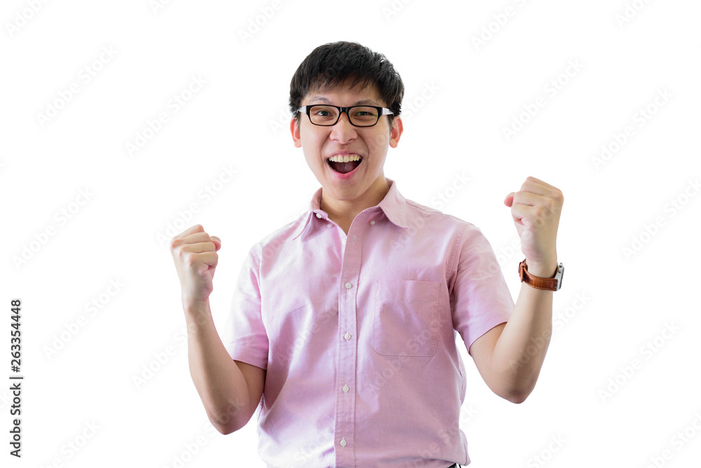 Asian young businessman has standing with cheerful on isolated on wihte background. Asian young businessman has standing with cheerful on isolated on wihte background.