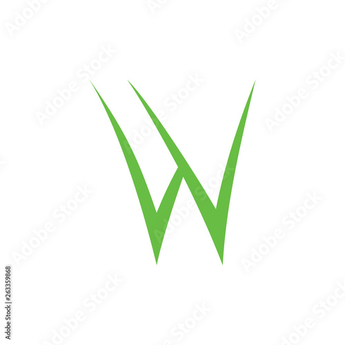 letter w simple green grass logo vector