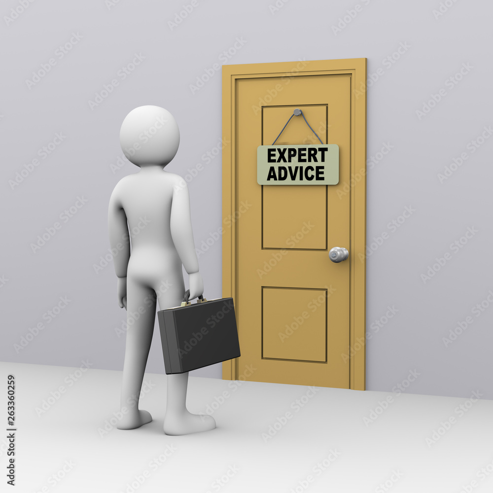 Fotografie 3d businessman door expert advice