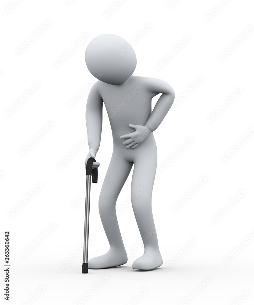 3d senior old man feeling sick with stomachache 3d senior old man feeling sick with stomachache