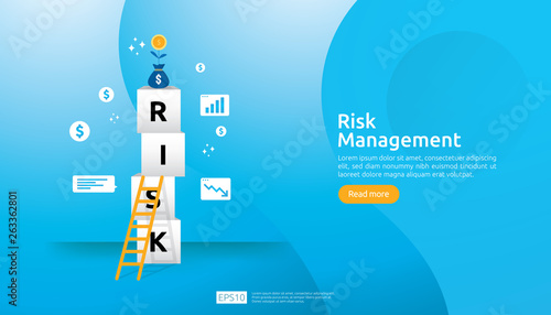 Risk Management and financial identifying. evaluating and challenge in business prevent protect. company performance analysis concept. Idea of business and market for banner or landing page design.