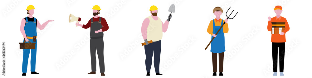 Flat Character of General contractor set
