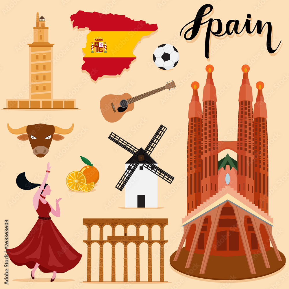 Tourist Spain Travel set collection