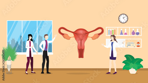 human ovarium anatomy structure health care checkup analysis identifying by doctor people on the hospital - vector