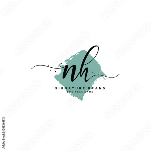 Fototapeta Naklejka Na Ścianę i Meble -  N H NH Initial letter handwriting and  signature logo.