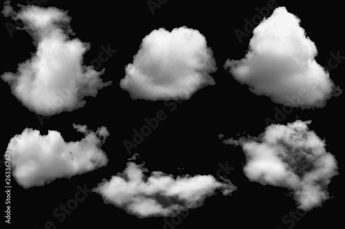 White cloud on isolated elements black background.