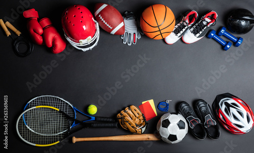 Sport Equipment On Black Background