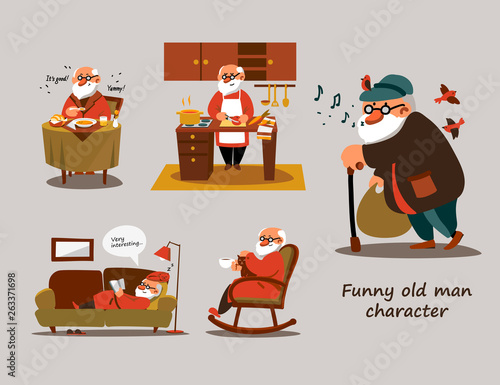 Funny old man character