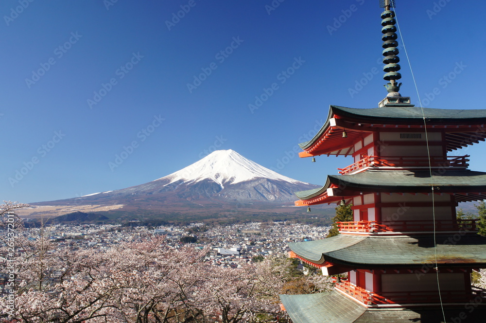 富士山　桜　五重塔　忠霊塔