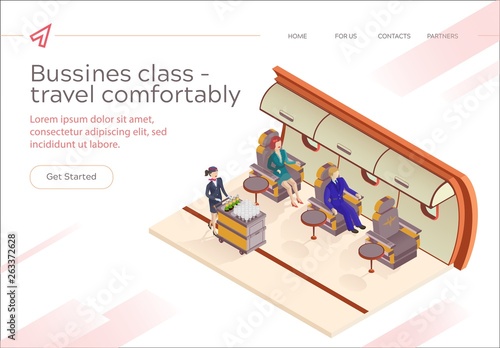 Banner Inscription Bussines Class Fly Comfortably.