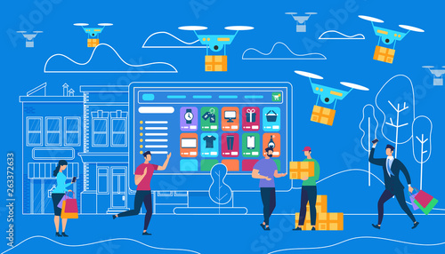 Online Order for Delivery of Goods by Drones