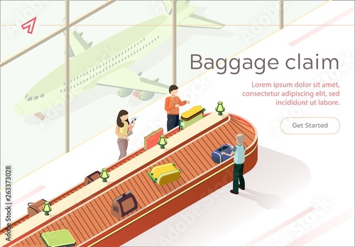 flat illustration baggage claim collect luggage.