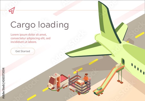 Vector Banner Cargo Loading Flight Preparation.