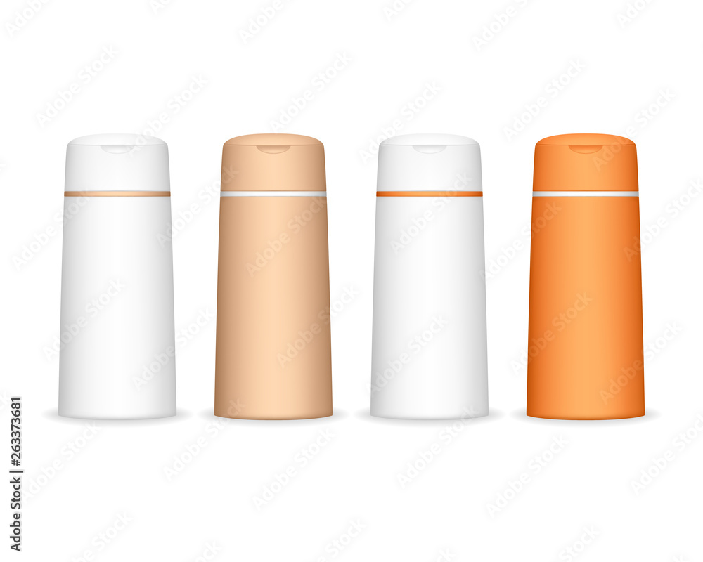 Shampoo bottle isolated on white background. Cosmetic container for liquid, lotion, bath foam. Beauty product package, vector illustration. Shampoo bottle isolated on white background. Cosmetic container for liquid, lotion, bath foam. Beauty product package, vector illustration.