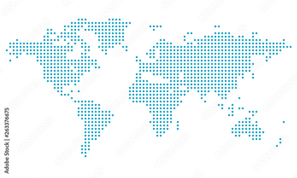 Dotted world map,map template for web site pattern, infographics. Globe similar world map icon. Travel worldwide, map silhouette backdrop.