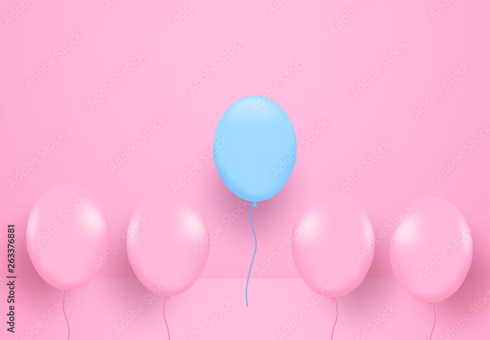 Different business concept. Design with blue balloon and pink balloons . new ideas. creative idea. vector. Different business concept. Design with blue balloon and pink balloons . new ideas. creative idea. vector.