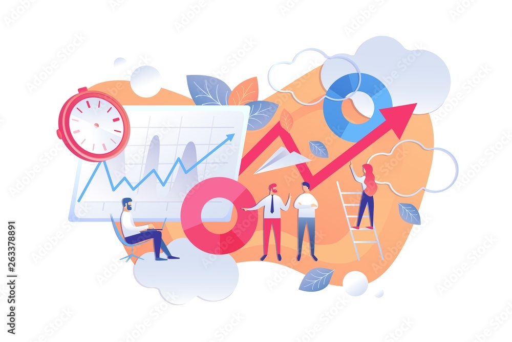 Methods Statistical Data Analysis Cartoon Flat. Methods Statistical Data Analysis Cartoon Flat.
