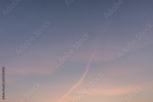 Beautiful sky in blue and purple color during sunset.