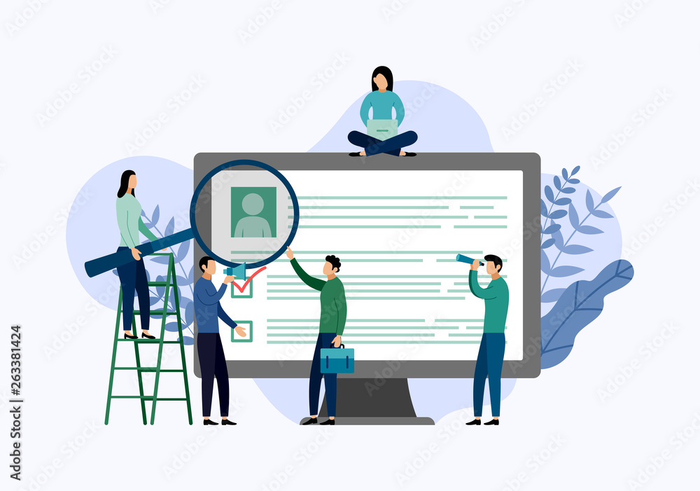 Fototapeta premium Job hiring and online recruitment, checklist, questionnaire, business concept vector illustration