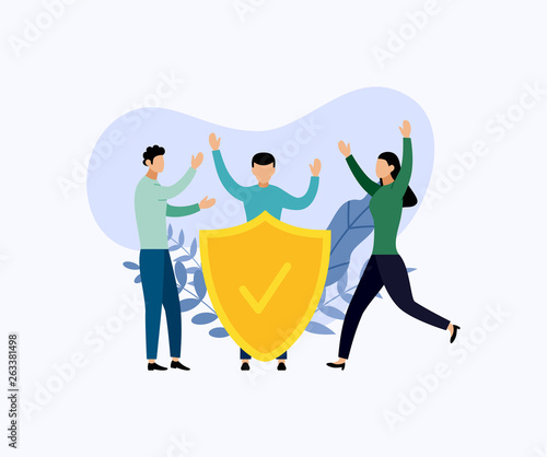 Insurance policy concept, data security, business concept vector illustration