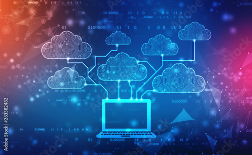 2d rendering Cloud computing, Cloud Computing Concept, Cloud computing technology internet concept background