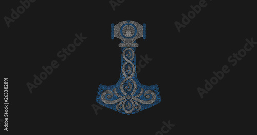 Men Viking Rune. Thor Hammer Amulet. Hammer Scandinavian Odin Symbol. Knot Necklace. Metal Chain Double Side.
