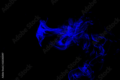 Abstract blue fog or smoke movement on black background