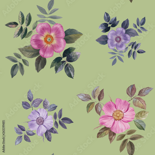Hand painted flowers of different colors.