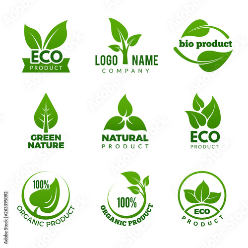 Nature logo. Herbal organic eco natural health design with vector leaf. Illustration of natural green insignia logotype