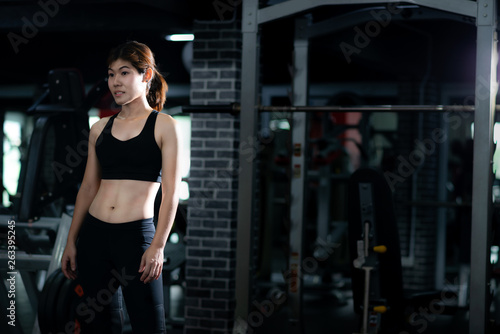 Asian fitness woman in Gym