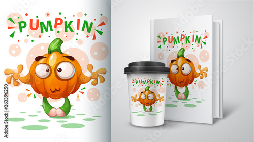 Cartoon pumpkin - mockup for your idea.