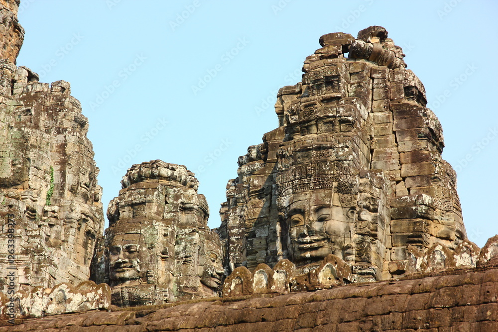 smile of BAYON. BAYON castle the part of ANGKOR THOM.the specail feature is the carving of a man's face on the top of the castle.
