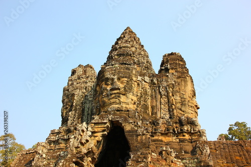 smile of BAYON. BAYON castle the part of ANGKOR THOM.the specail feature is the carving of a man's face on the top of the castle.