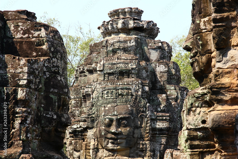 smile of BAYON.BAYON castle is one of the greates religious sites in the world ,built according to HINDU and BUDDHIST beliefs. the high tower is carved into the face of the traces of the four faces