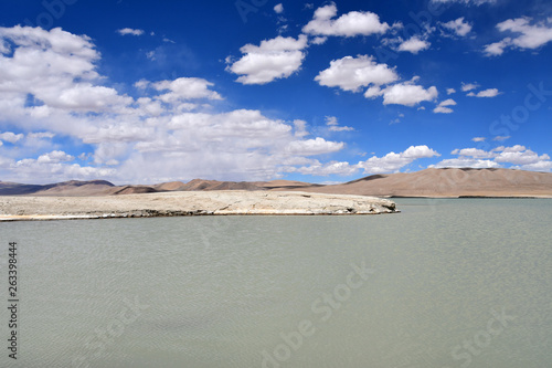 Strongly saline lake Ruldan (Nak) in Tibet, China photo