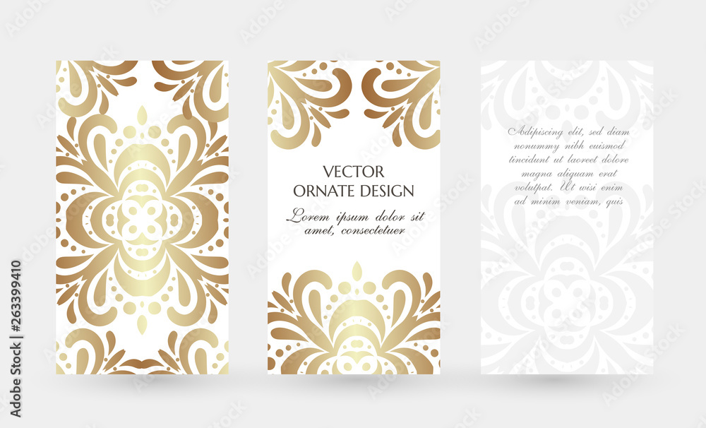 Bronze floral motif. Elegant vertical flayers. Vector illustration for event invitation, ceremony card or celebration banner. Bronze floral motif. Elegant vertical flayers. Vector illustration for event invitation, ceremony card or celebration banner.