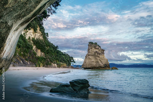 view from the cave at cathedral cove,coromandel,new zealand 11
