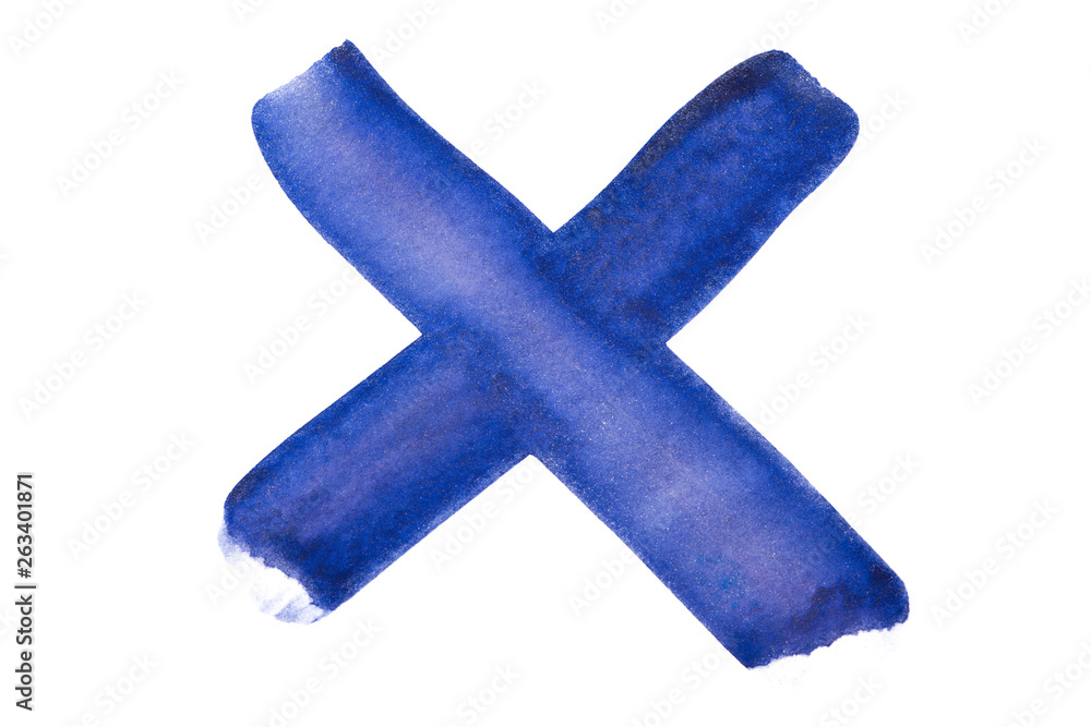 Obraz premium Watercolor element figure hand drawn on paper isolated on white. a cross from two watercolor stripes a cross from two watercolor stripes