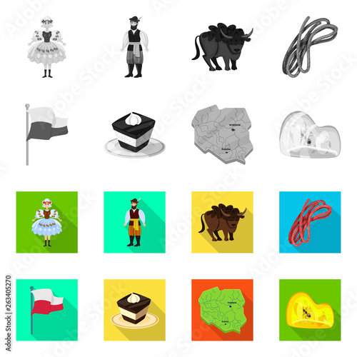 Vector illustration of traditional and tour icon. Set of traditional and landmarks stock vector illustration.