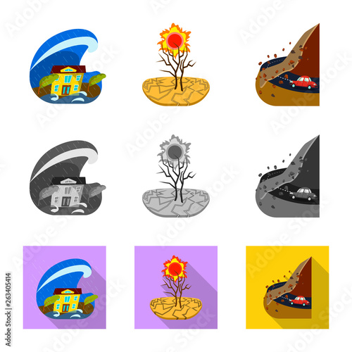 Isolated object of weather and distress sign. Set of weather and crash vector icon for stock.